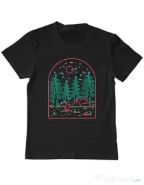 Tricou personalizat copil Camping Negru