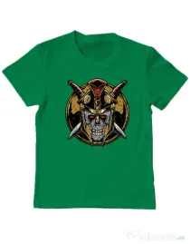 Tricou personalizat copil Skull Spartan Verde mediu