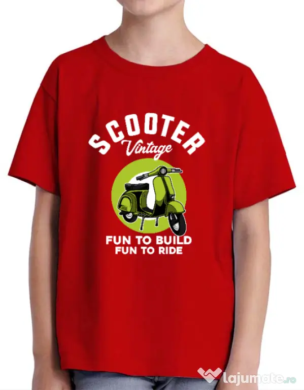 Tricou personalizat copil SCOOTER VINTAGE Rosu