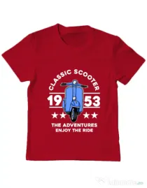 Tricou personalizat copil CLASSIC SCOOTER ADVENTURES Rosu