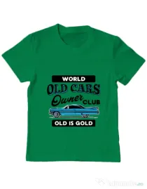 Tricou personalizat copil OLD CARS CLUB Verde mediu