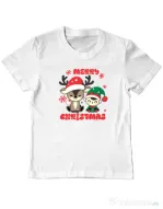 Tricou personalizat copil Prietenii lui Mos Craciun Alb