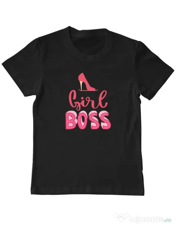 Tricou personalizat copil Girls boss Negru