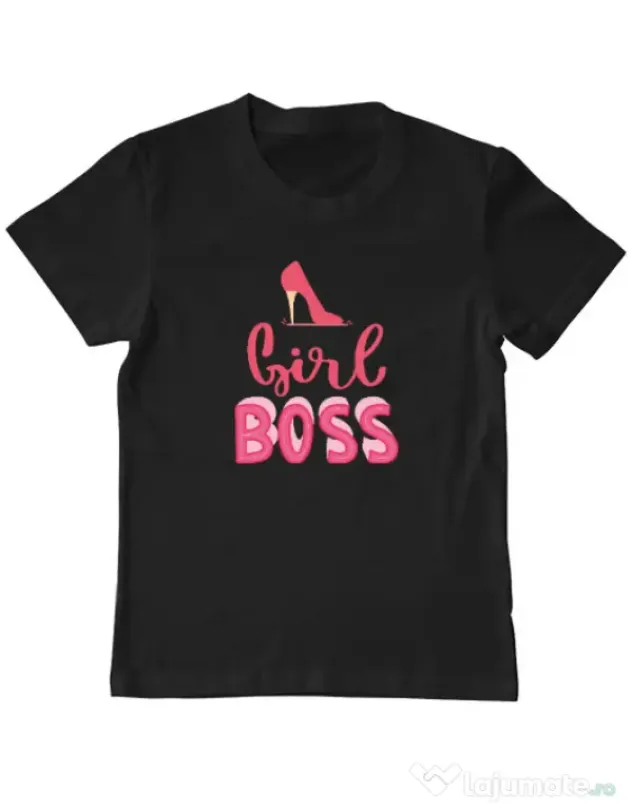 Tricou personalizat copil Girls boss Negru