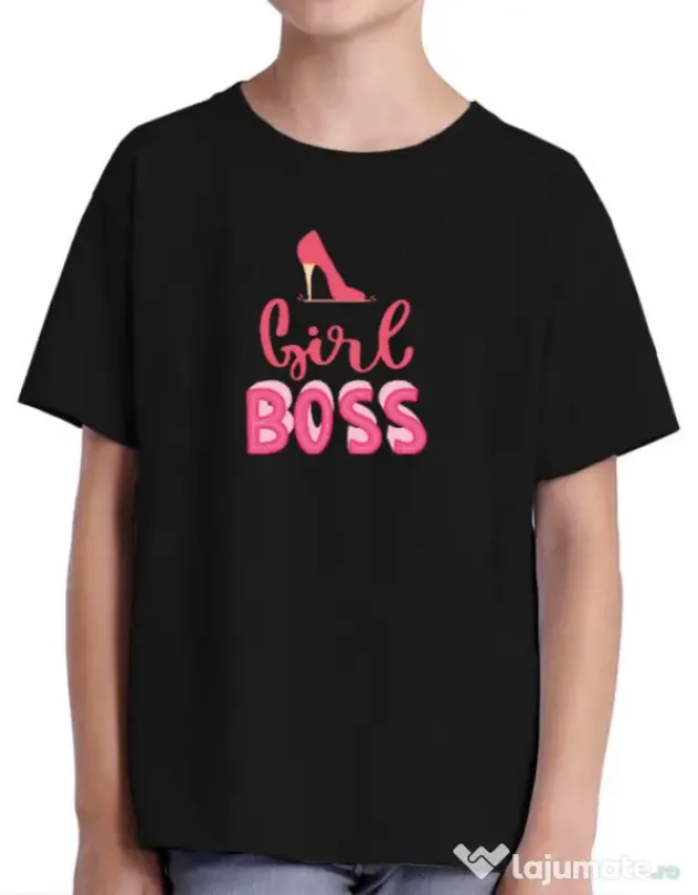 Tricou personalizat copil Girls boss Negru