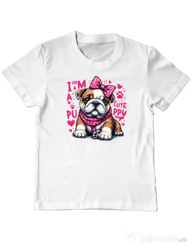 Tricou personalizat copil CUTE PUPPY Alb