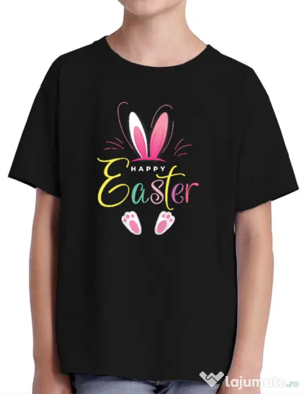 Tricou personalizat copil bunny 3 Negru