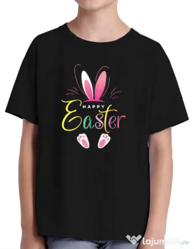 Tricou personalizat copil bunny 3 Negru