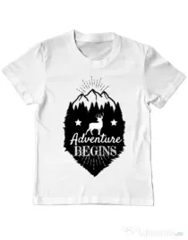 Tricou ADLER copil Adventure Begins Alb