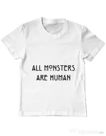 Tricou ADLER copil All monsters are human Alb