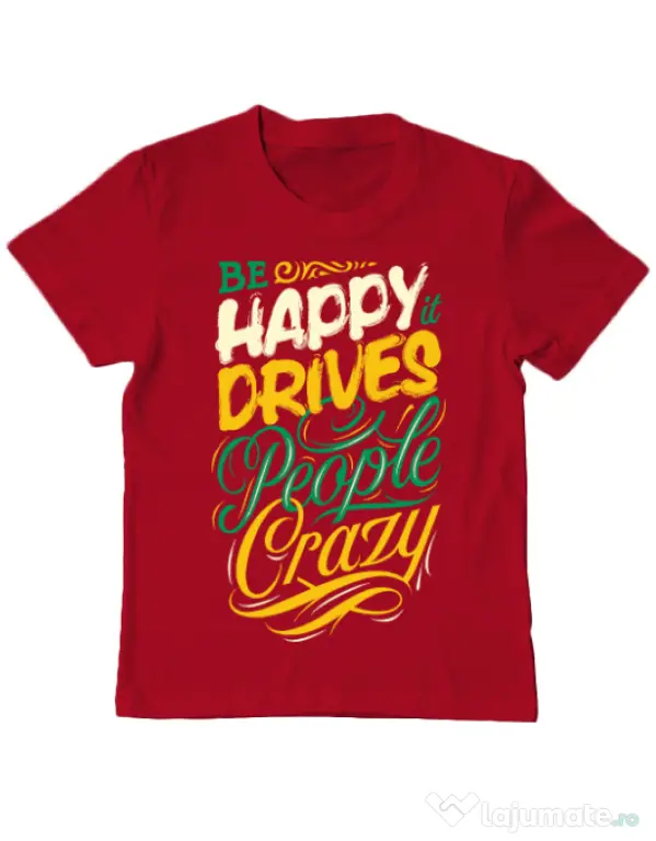 Tricou ADLER copil Be happy Rosu