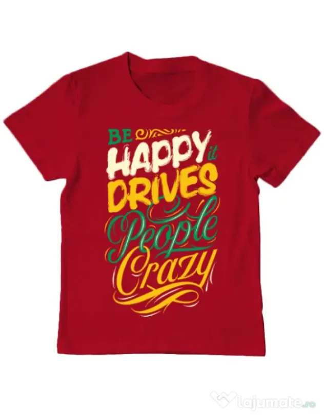 Tricou ADLER copil Be happy Rosu