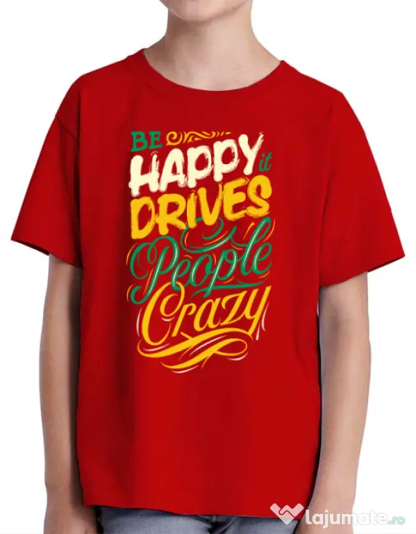 Tricou ADLER copil Be happy Rosu