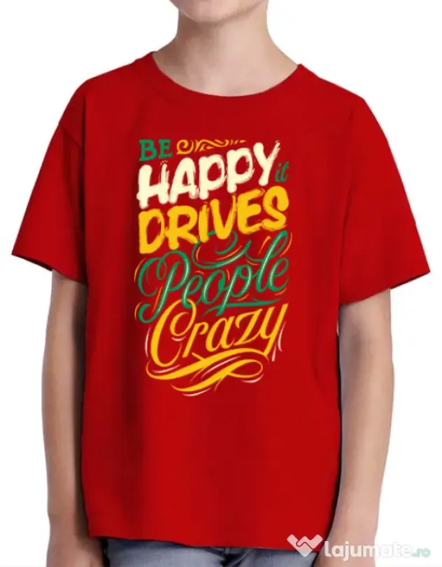 Tricou ADLER copil Be happy Rosu