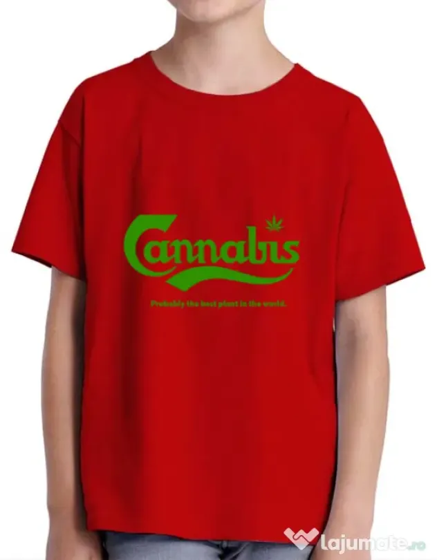 Tricou ADLER copil Cannabis Rosu