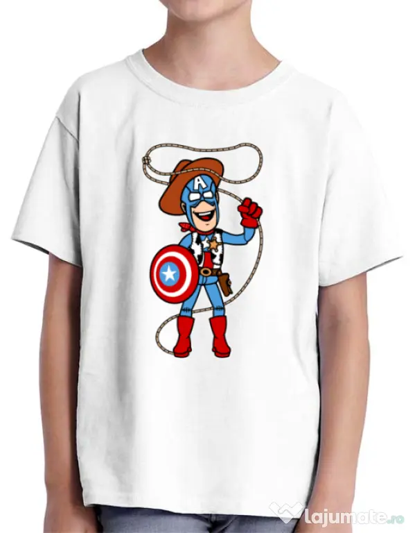 Tricou ADLER copil Captain Woody Alb