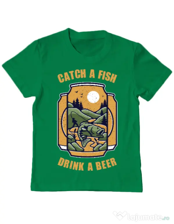 Tricou ADLER copil Catch a fish Verde mediu