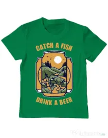 Tricou ADLER copil Catch a fish Verde mediu