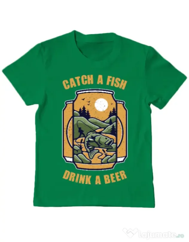 Tricou ADLER copil Catch a fish Verde mediu