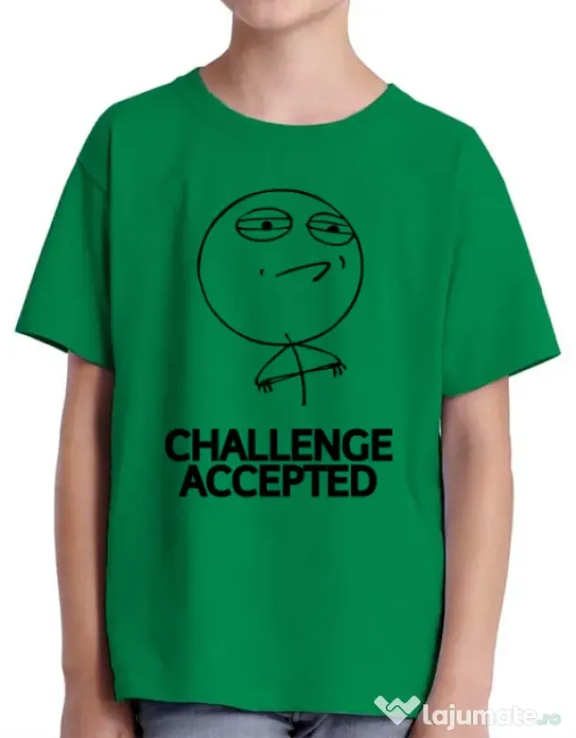 Tricou ADLER copil Challenge Accepted Verde mediu