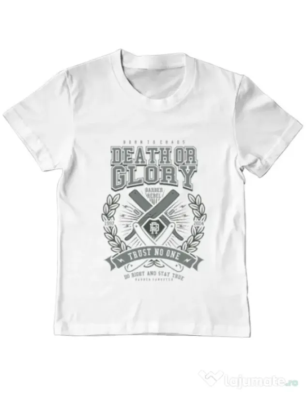 Tricou ADLER copil Death or Glory Alb