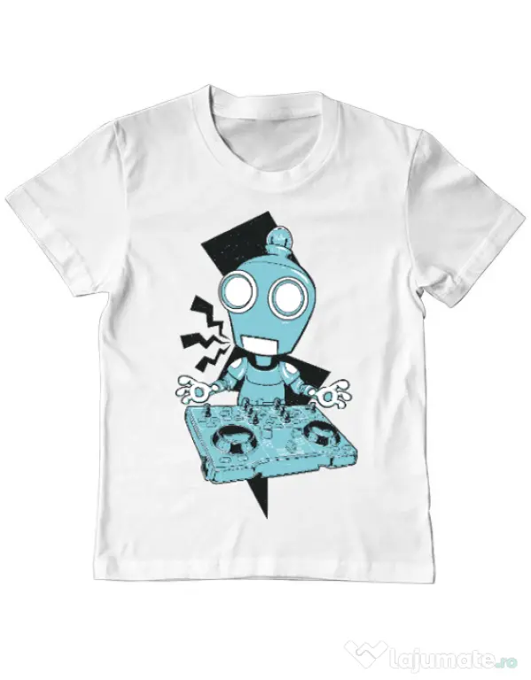 Tricou ADLER copil Dj robot Alb