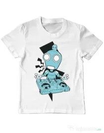 Tricou ADLER copil Dj robot Alb