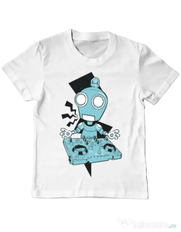 Tricou ADLER copil Dj robot Alb