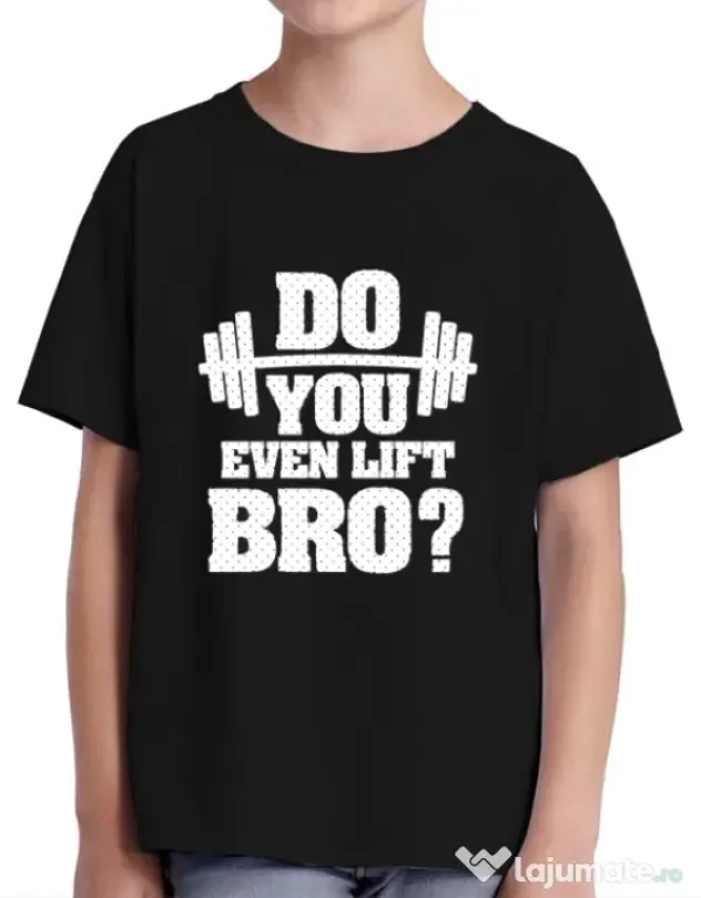 Tricou ADLER copil Do you even lift Negru
