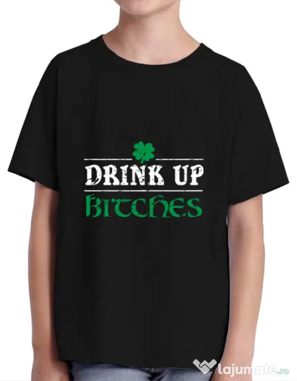 Tricou ADLER copil Drink up bitches Negru