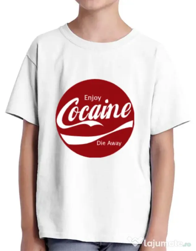 Tricou ADLER copil Enjoy cocaine Alb