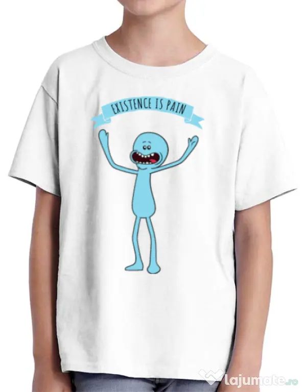 Tricou ADLER copil Existence is pain Alb