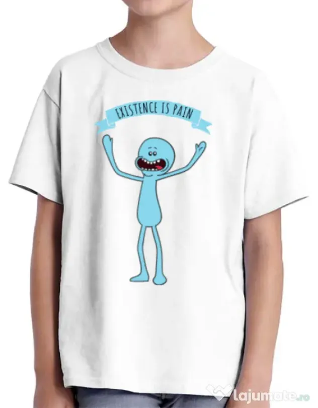 Tricou ADLER copil Existence is pain Alb
