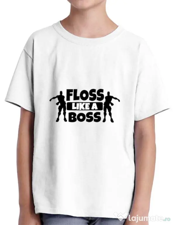 Tricou ADLER copil Floss like a boss Alb