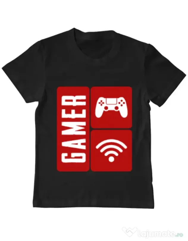 Tricou ADLER copil Gamer Negru