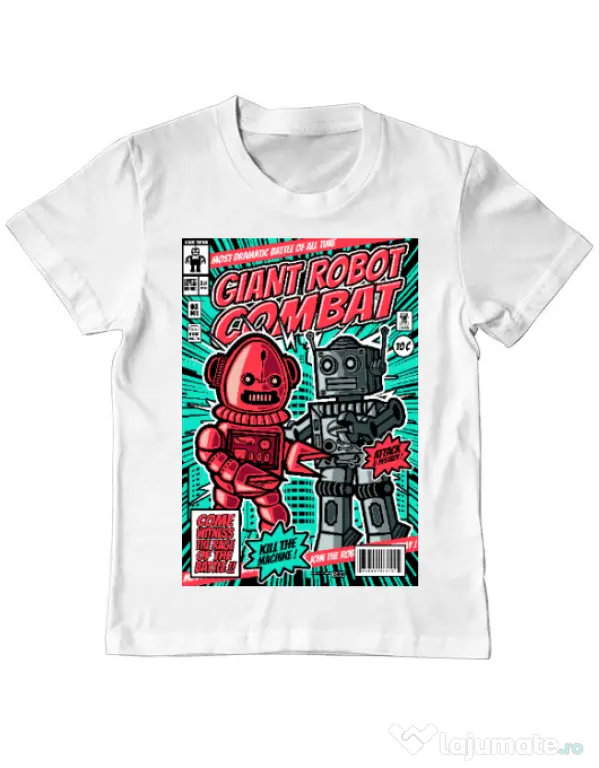 Tricou ADLER copil Giant robot combat Alb