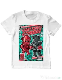 Tricou ADLER copil Giant robot combat Alb