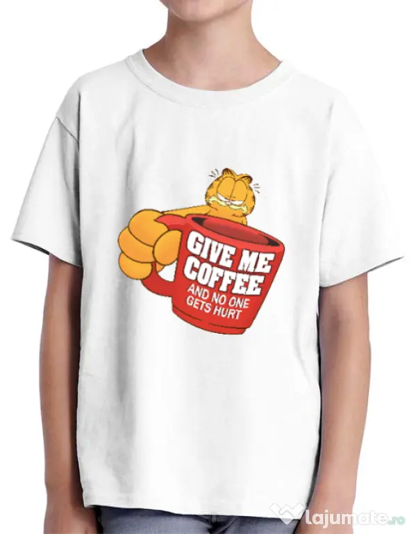Tricou ADLER copil Give me coffee Alb