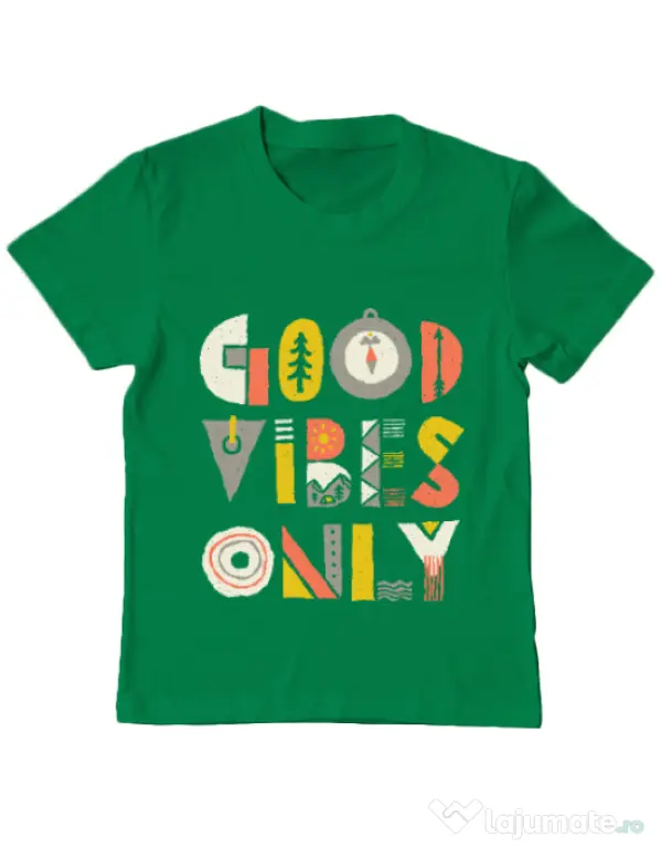 Tricou ADLER copil Good vibes only Verde mediu