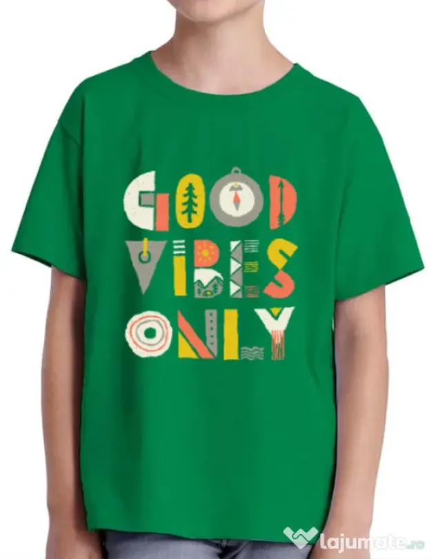 Tricou ADLER copil Good vibes only Verde mediu