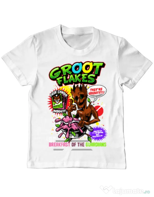 Tricou ADLER copil Groot flakes Alb