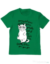Tricou ADLER copil Grumpy kitty Verde mediu