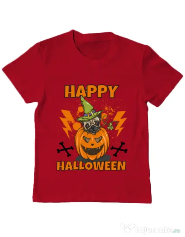 Tricou ADLER copil Halloween Pug Rosu