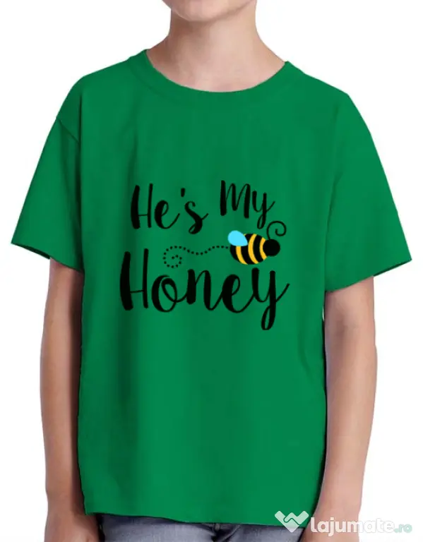 Tricou ADLER copil He is my honey Verde mediu
