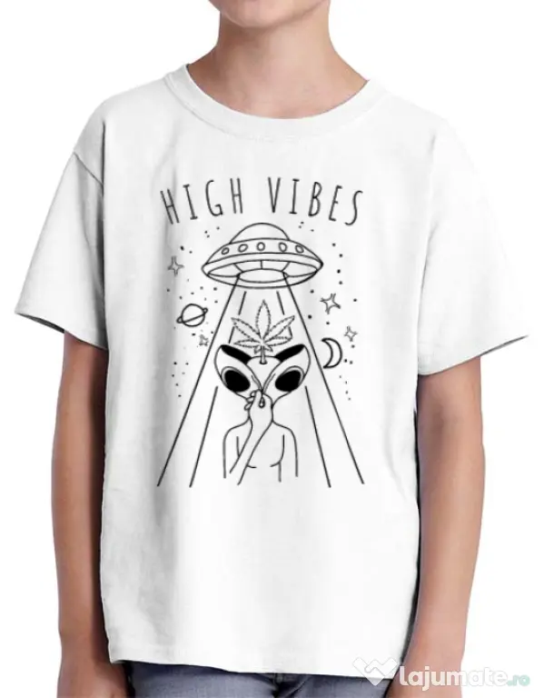 Tricou ADLER copil High vibes Alb