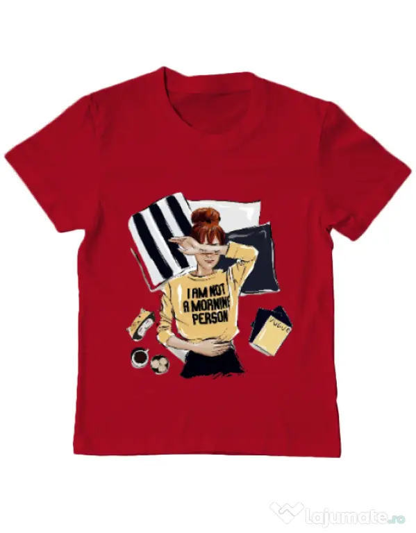 Tricou ADLER copil I am not a morning person Rosu