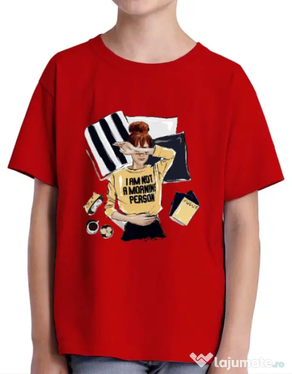 Tricou ADLER copil I am not a morning person Rosu