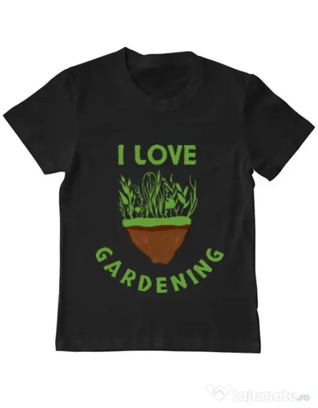 Tricou ADLER copil I love gardening Negru
