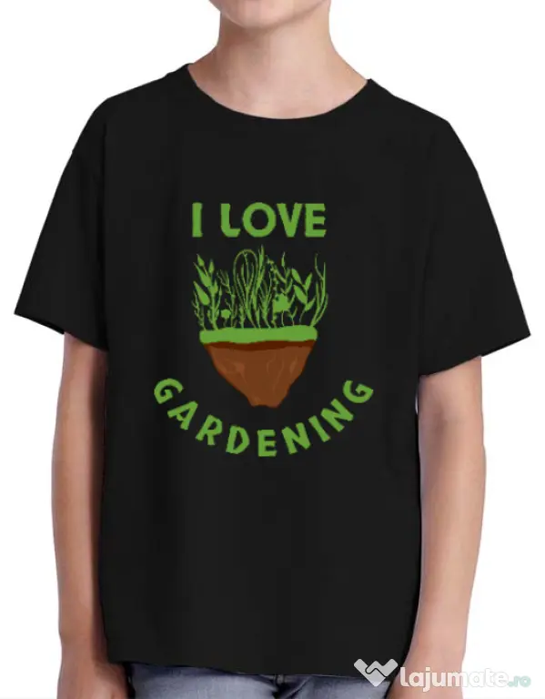 Tricou ADLER copil I love gardening Negru