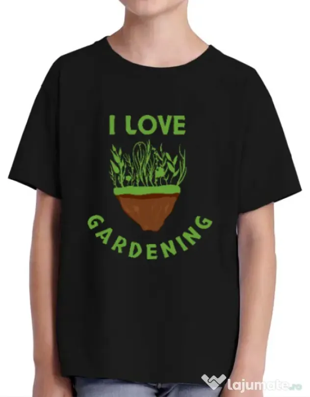 Tricou ADLER copil I love gardening Negru